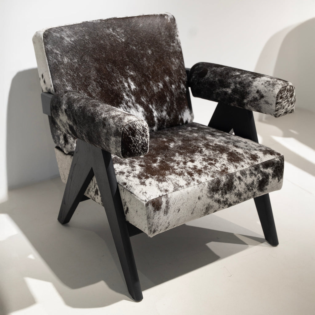 Fauteuil lounge en cuir brut