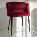 Chaise de salle à manger en velours rubis