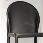 Chaise de salle à manger arrondie en cuir