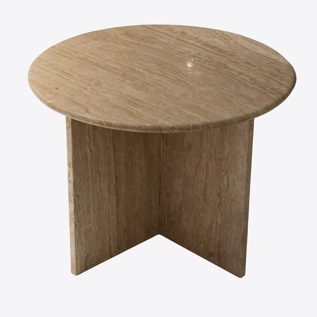 Table cylindrique sur piédestal en pierre