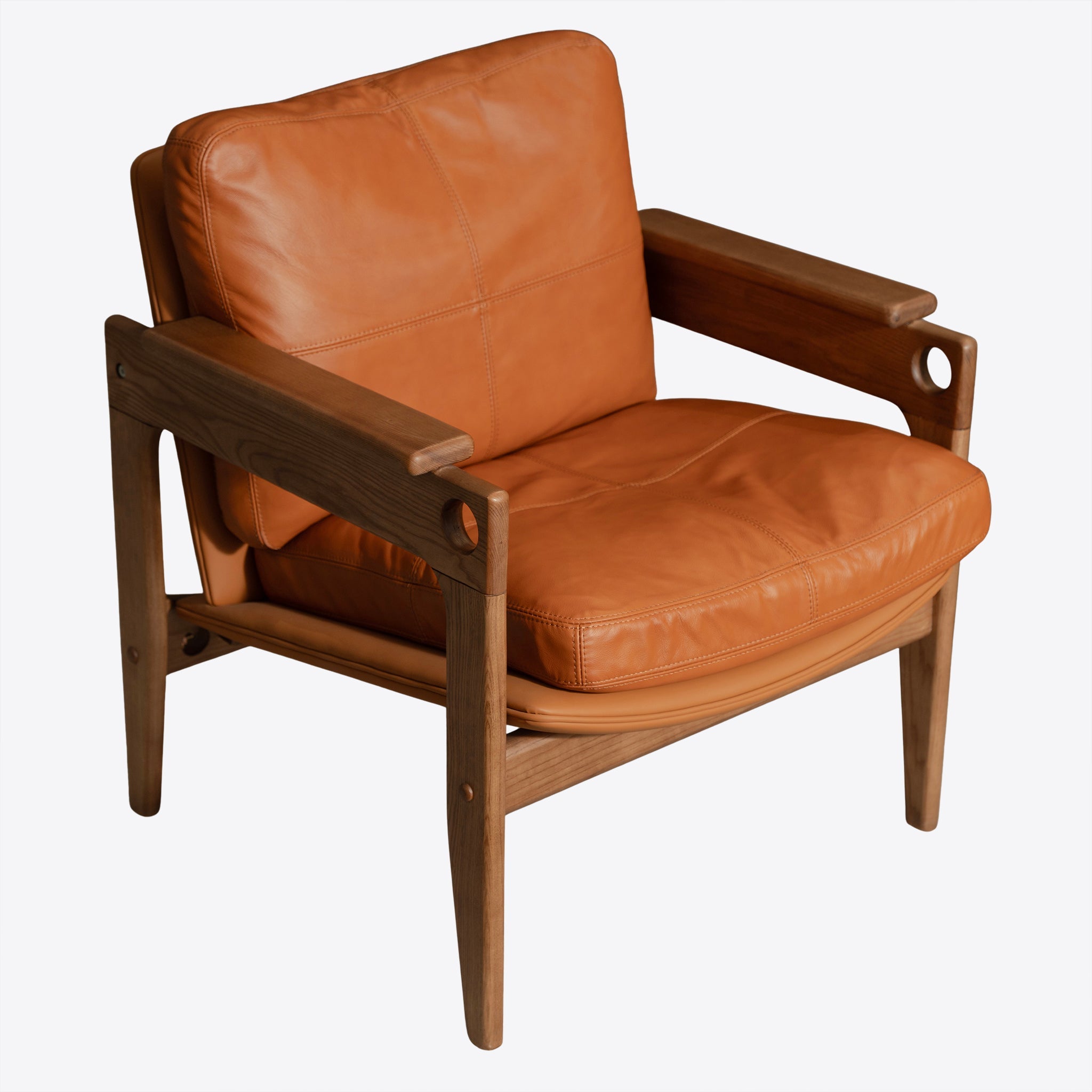 Fauteuil en cuir noyer Sienne
