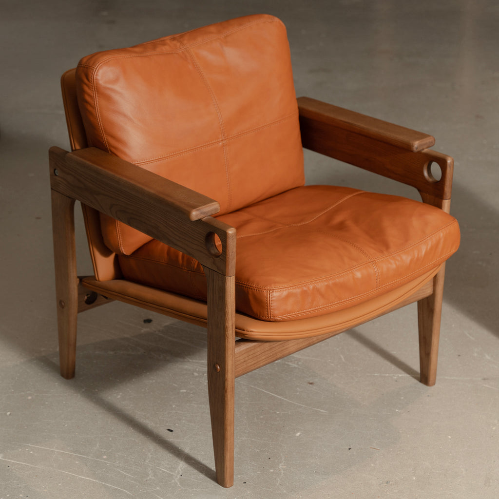 Fauteuil en cuir noyer Sienne