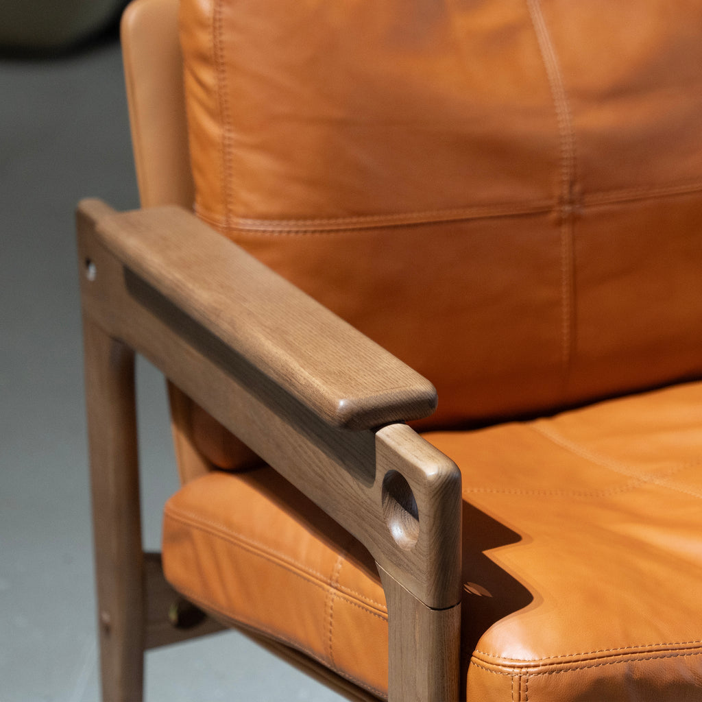 Fauteuil en cuir noyer Sienne
