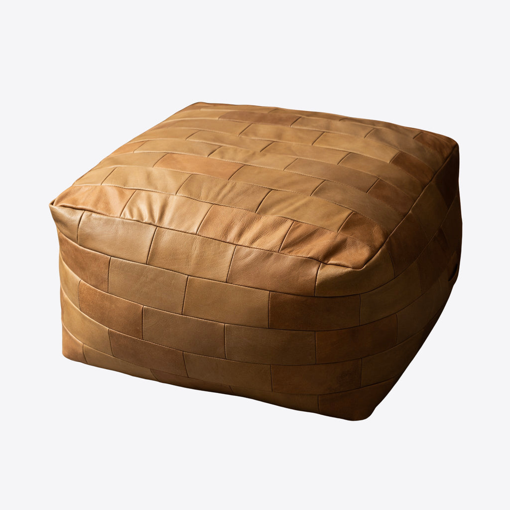 Ottoman en cuir patchwork
