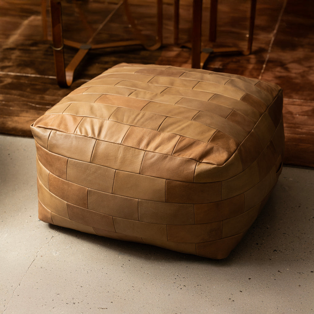 Ottoman en cuir patchwork
